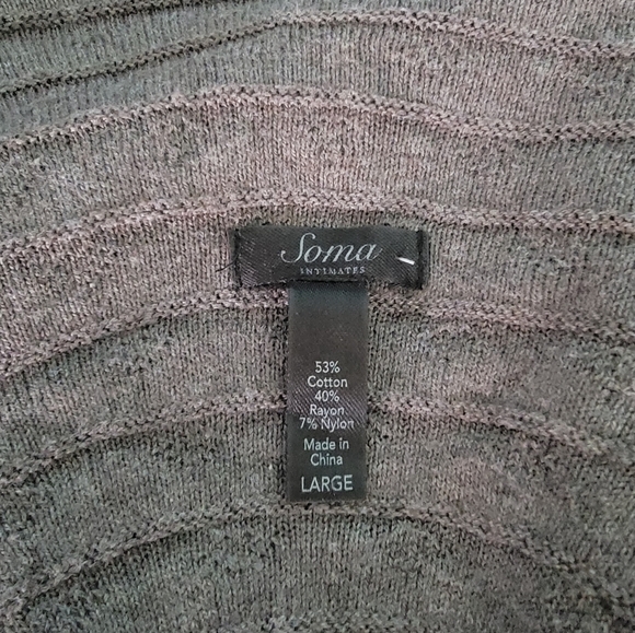 Soma Intimate Waterfall Knit Cardigan Sz L Gray Artsy Cotton Blend Cozy Lounging - Picture 9 of 12